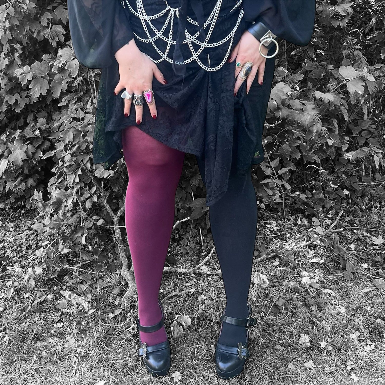 80 Denier Duo Tights - Crimson Shadow