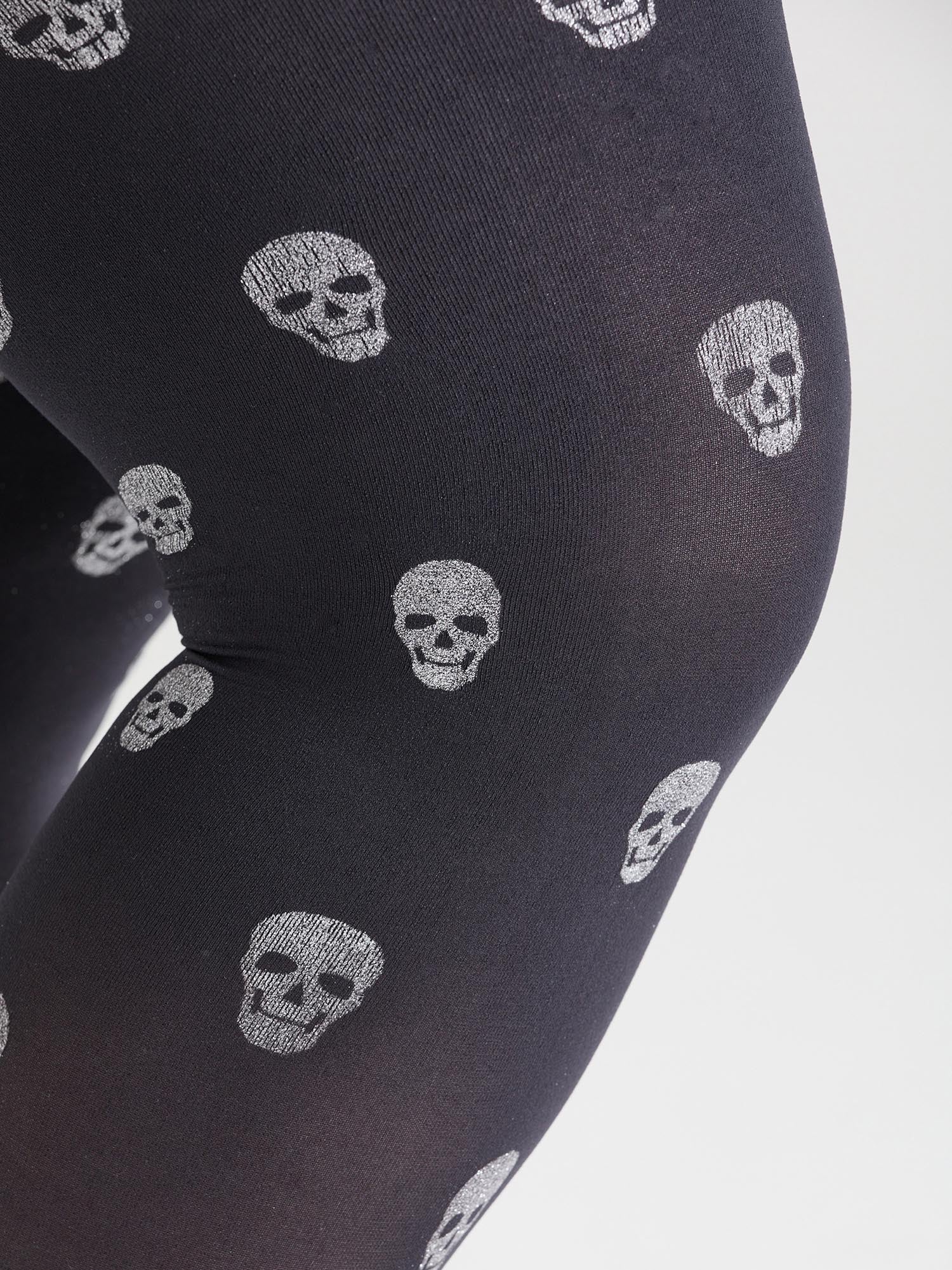 80 Denier Opaque Tights - Sparkle Skulls