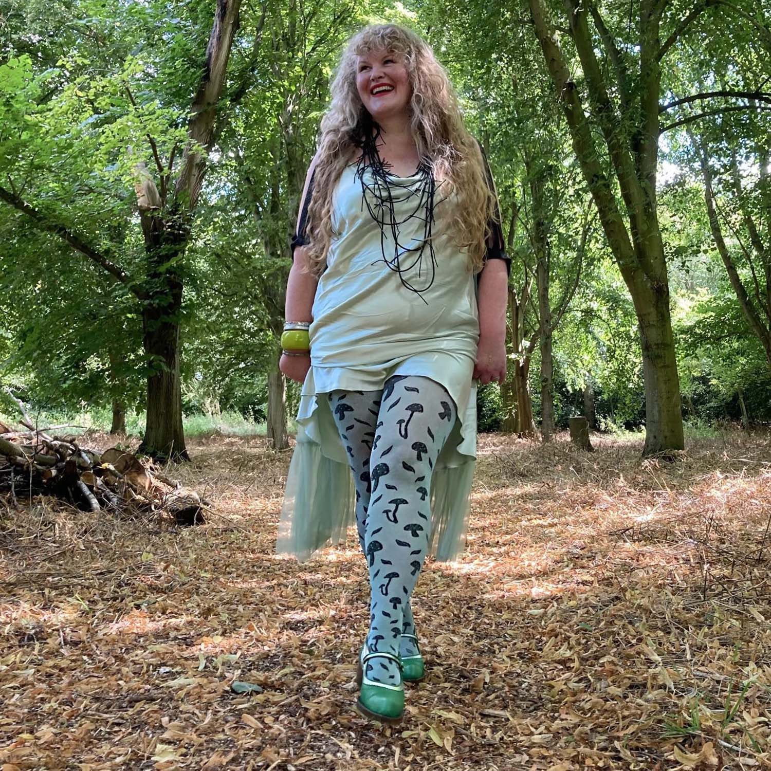 80 Denier Opaque Tights - Deathcap Mushrooms