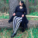 80 Denier Black & White Striped Tights - Betelgeuse