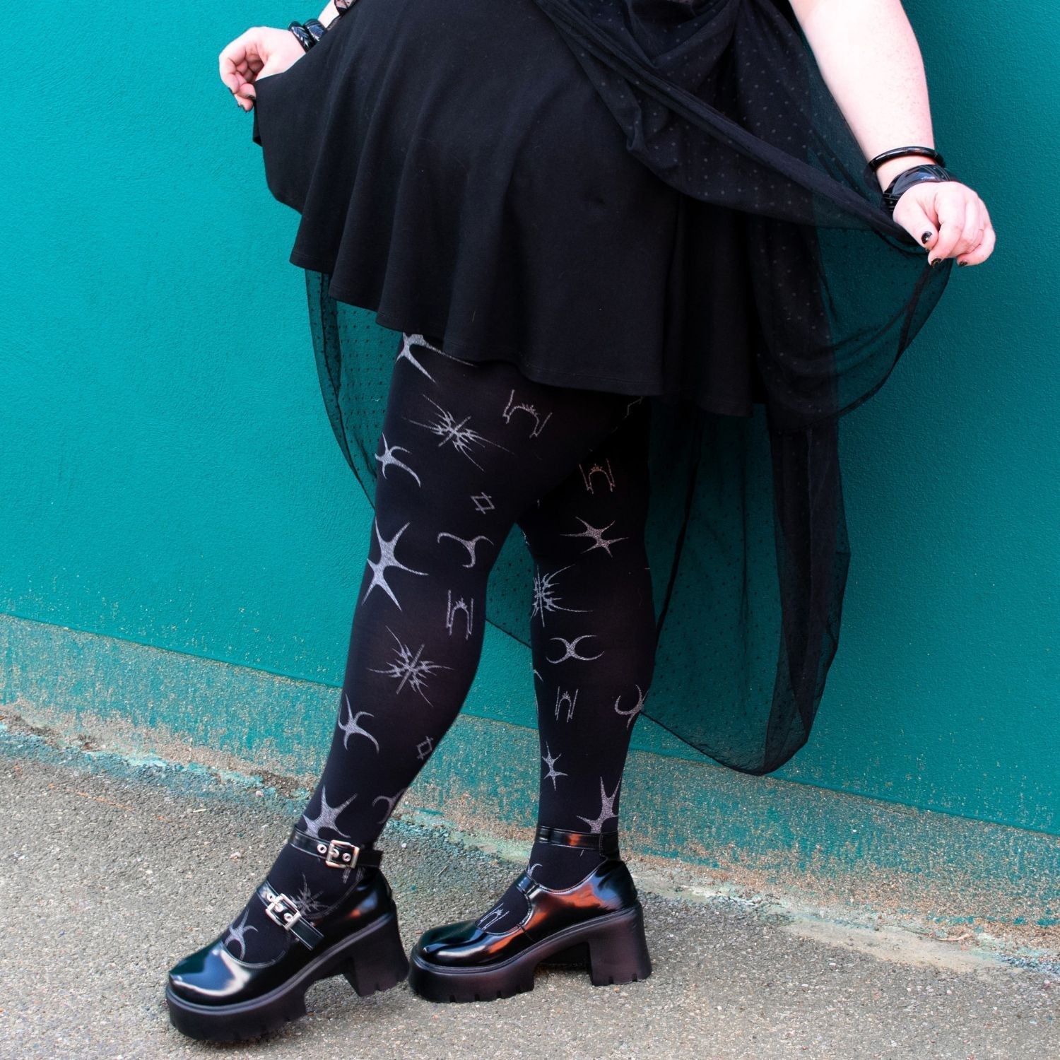 80 Denier Opaque Tights - Silver Ink