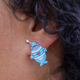Party Chompy Shark Earrings - Silver