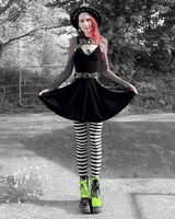 80 Denier Black & White Striped Tights - Witch